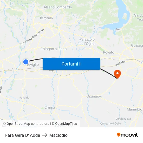 Fara Gera D' Adda to Maclodio map