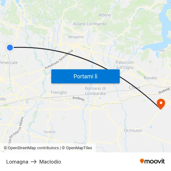 Lomagna to Maclodio map