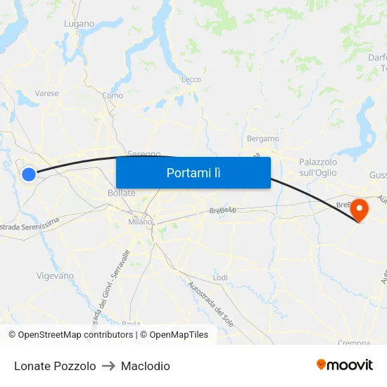 Lonate Pozzolo to Maclodio map