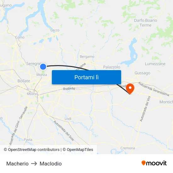 Macherio to Maclodio map