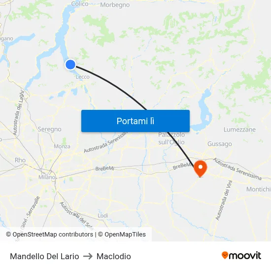 Mandello Del Lario to Maclodio map