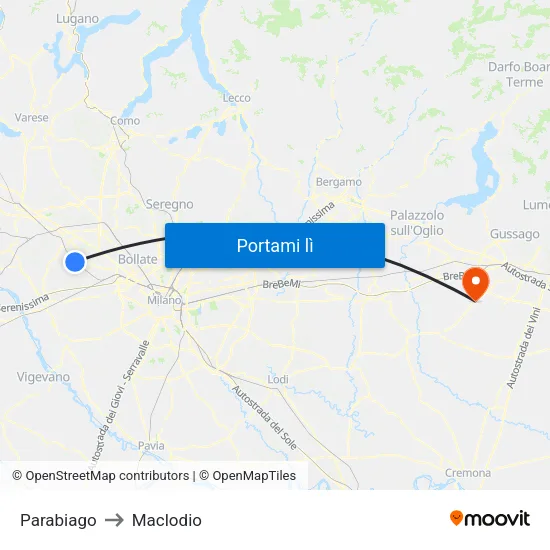 Parabiago to Maclodio map