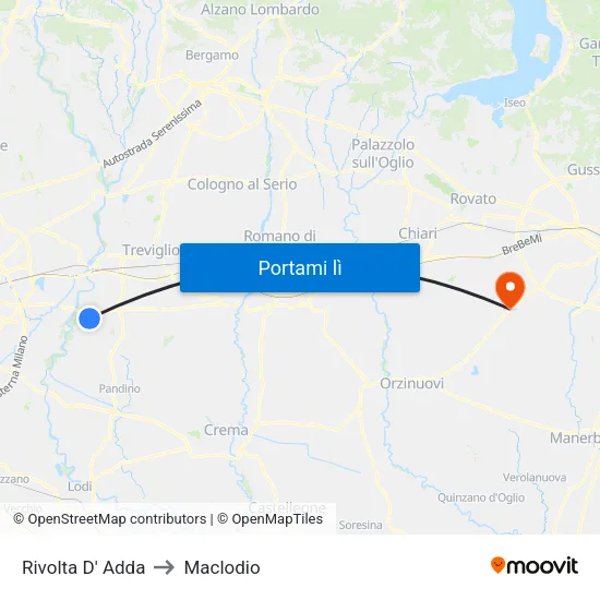 Rivolta D' Adda to Maclodio map
