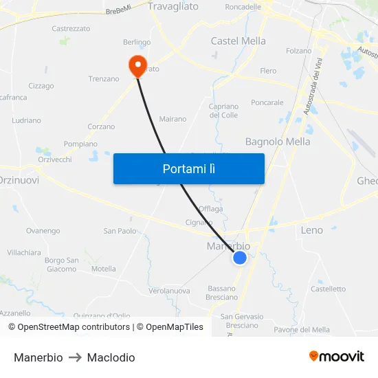 Manerbio to Maclodio map
