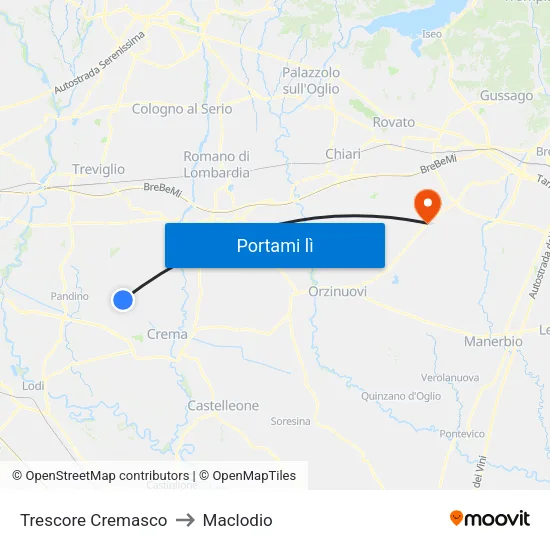 Trescore Cremasco to Maclodio map