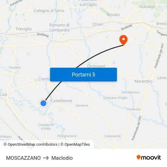 MOSCAZZANO to Maclodio map
