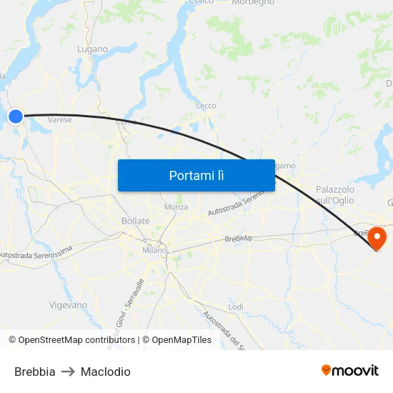 Brebbia to Maclodio map
