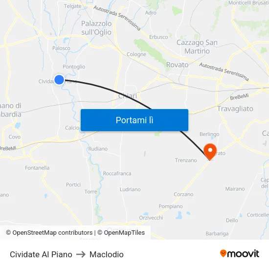 Cividate Al Piano to Maclodio map