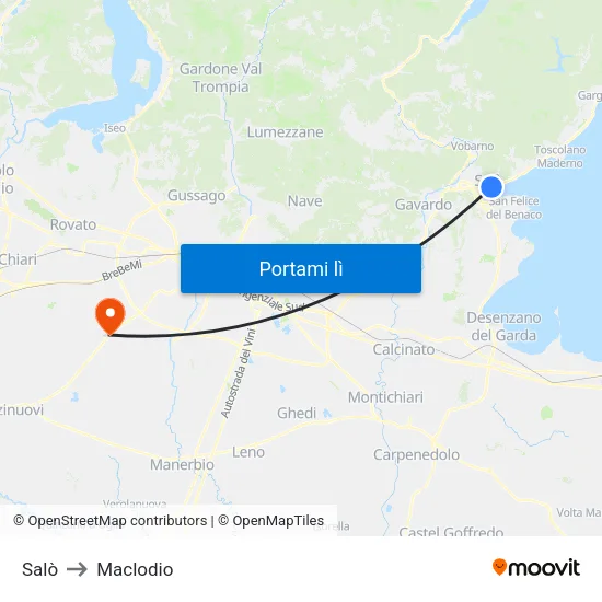 Salò to Maclodio map