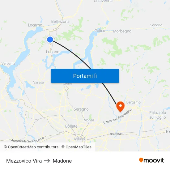 Mezzovico-Vira to Madone map
