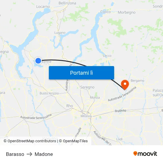 Barasso to Madone map