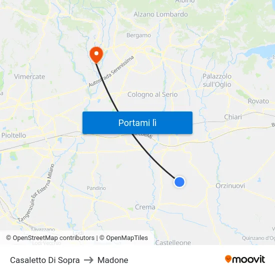 Casaletto Di Sopra to Madone map