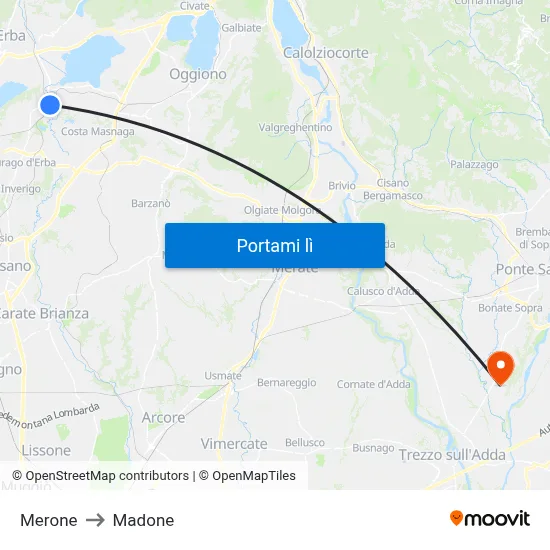 Merone to Madone map