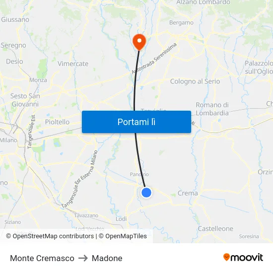Monte Cremasco to Madone map