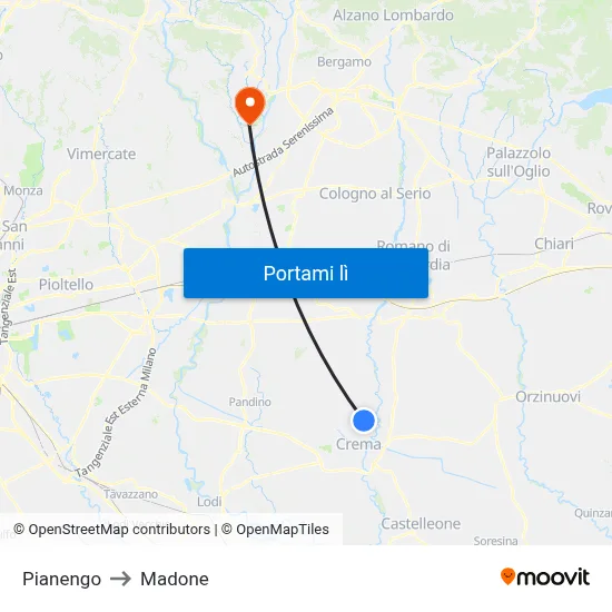 Pianengo to Madone map