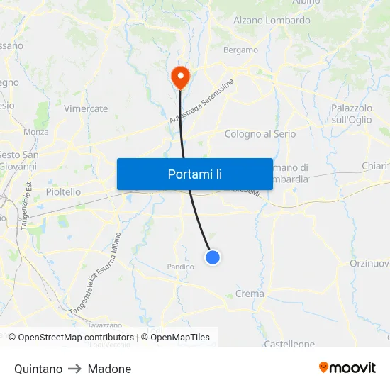 Quintano to Madone map