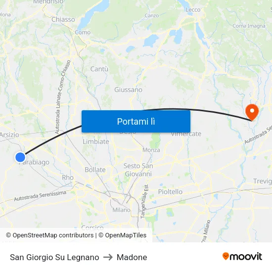 San Giorgio Su Legnano to Madone map