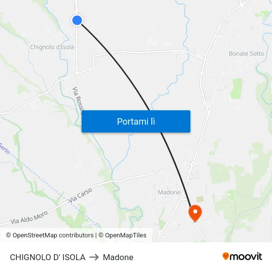 CHIGNOLO D' ISOLA to Madone map