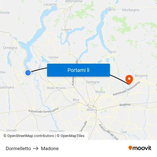 Dormelletto to Madone map