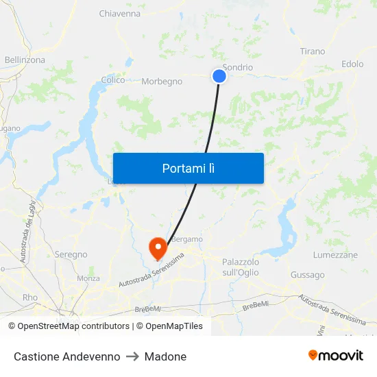 Castione Andevenno to Madone map