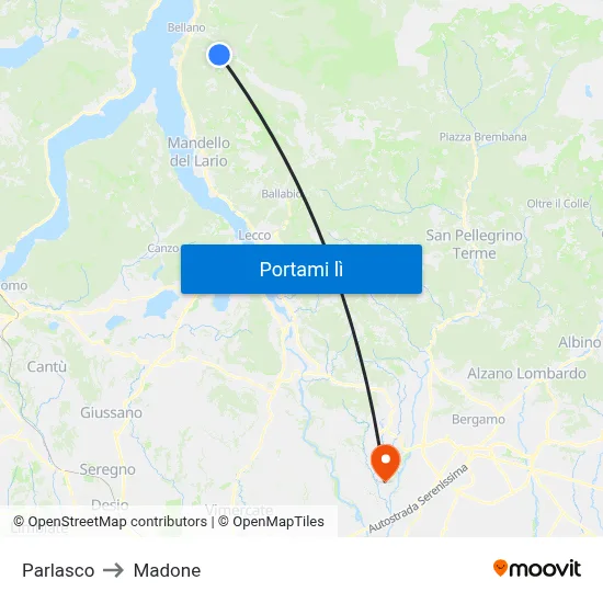Parlasco to Madone map