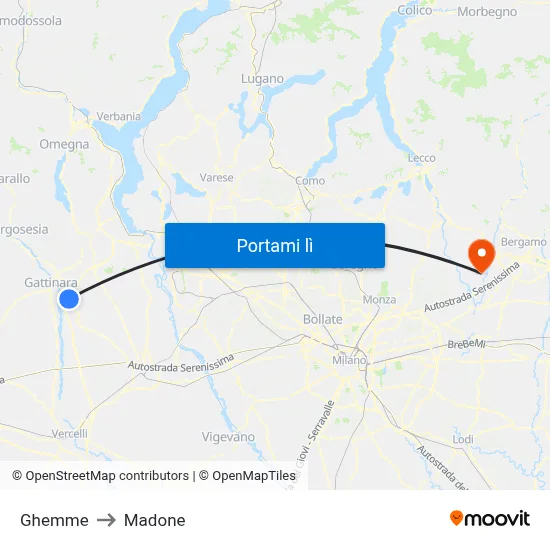 Ghemme to Madone map