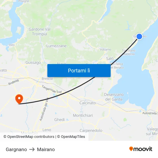 Gargnano to Mairano map