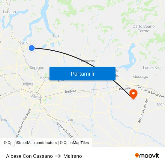 Albese Con Cassano to Mairano map