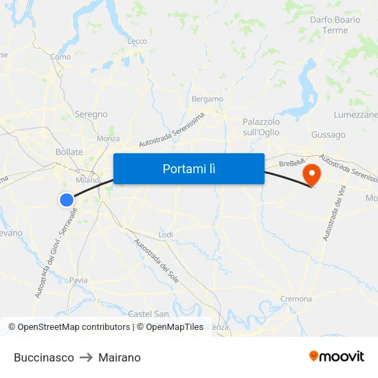 Buccinasco to Mairano map