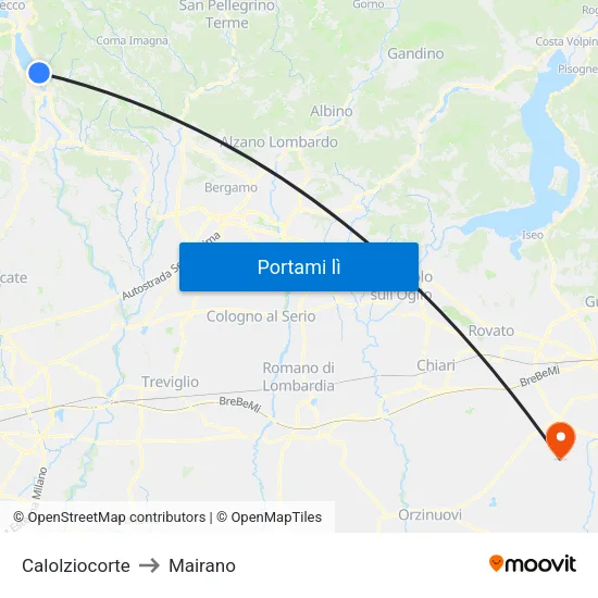 Calolziocorte to Mairano map