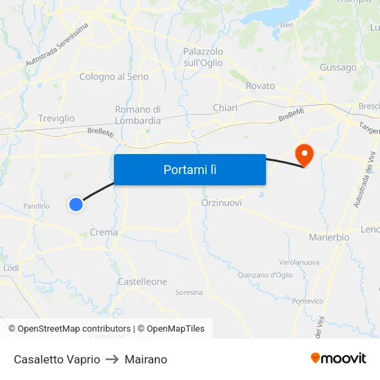 Casaletto Vaprio to Mairano map