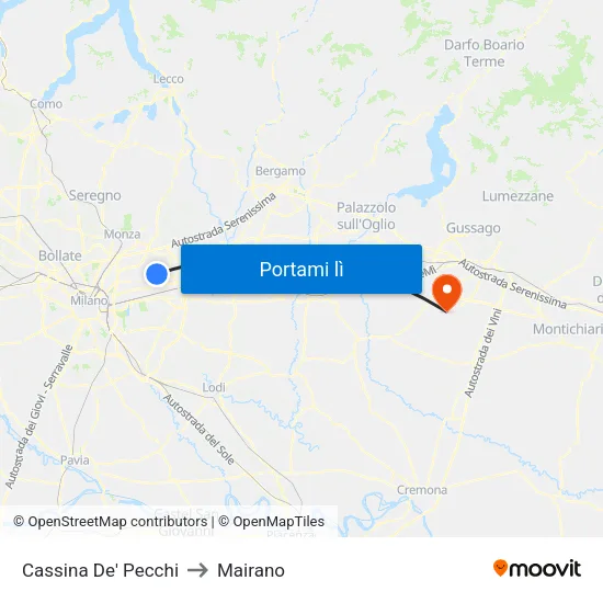 Cassina De' Pecchi to Mairano map