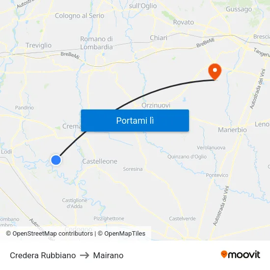 Credera Rubbiano to Mairano map