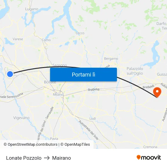 Lonate Pozzolo to Mairano map