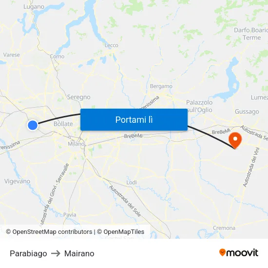 Parabiago to Mairano map