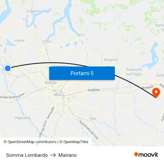 Somma Lombardo to Mairano map