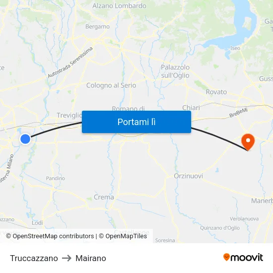 Truccazzano to Mairano map