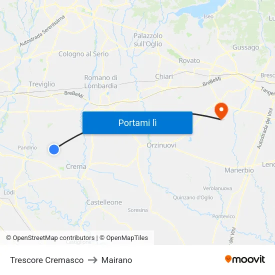 Trescore Cremasco to Mairano map