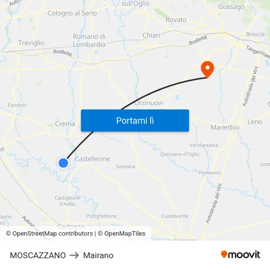 MOSCAZZANO to Mairano map