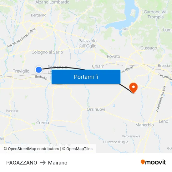 PAGAZZANO to Mairano map