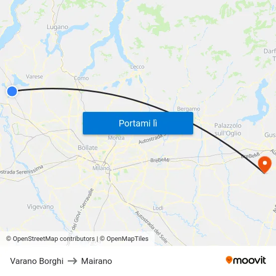 Varano Borghi to Mairano map