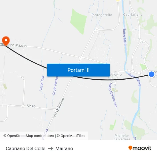 Capriano Del Colle to Mairano map
