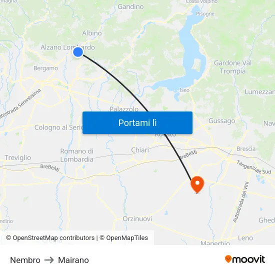 Nembro to Mairano map