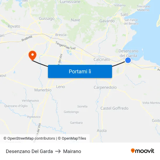 Desenzano Del Garda to Mairano map