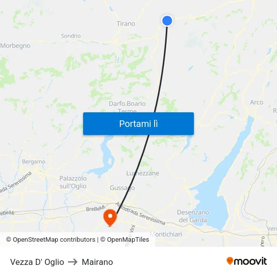 Vezza D' Oglio to Mairano map
