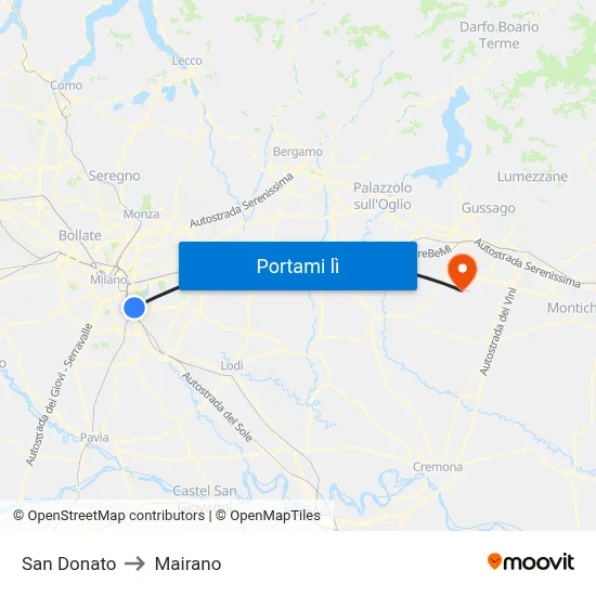 San Donato to Mairano map