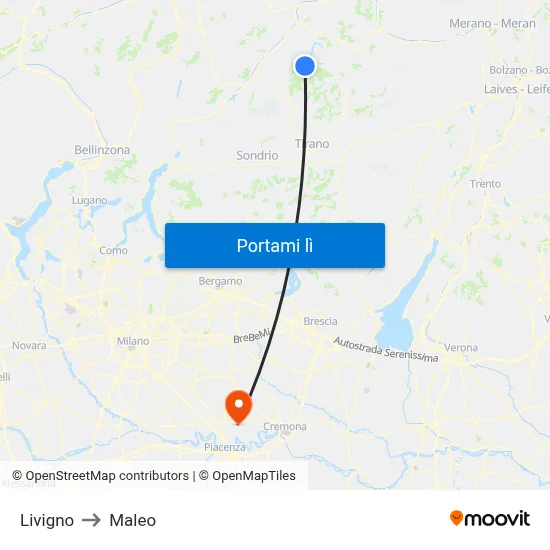 Livigno to Maleo map