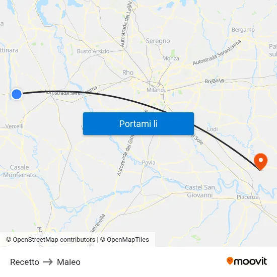 Recetto to Maleo map