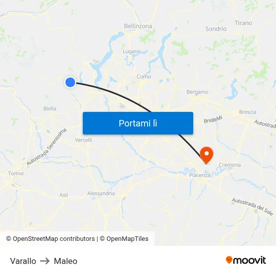Varallo to Maleo map