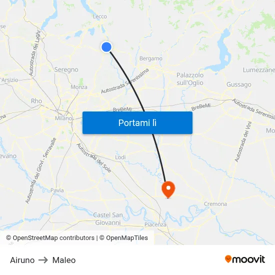 Airuno to Maleo map